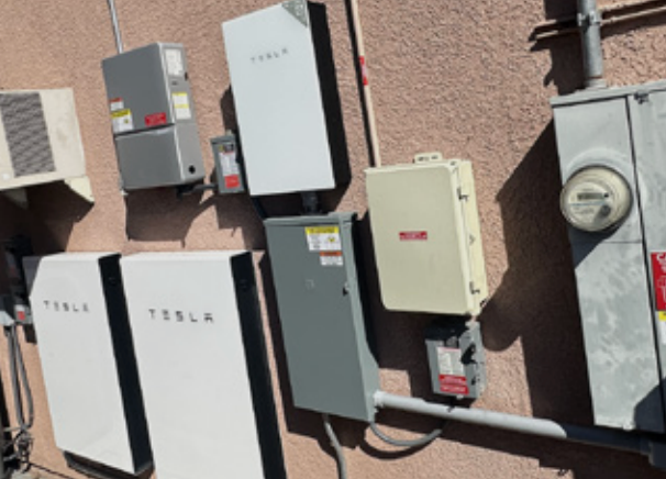 Residential solar electrical equipment including meter, inverter and battery components